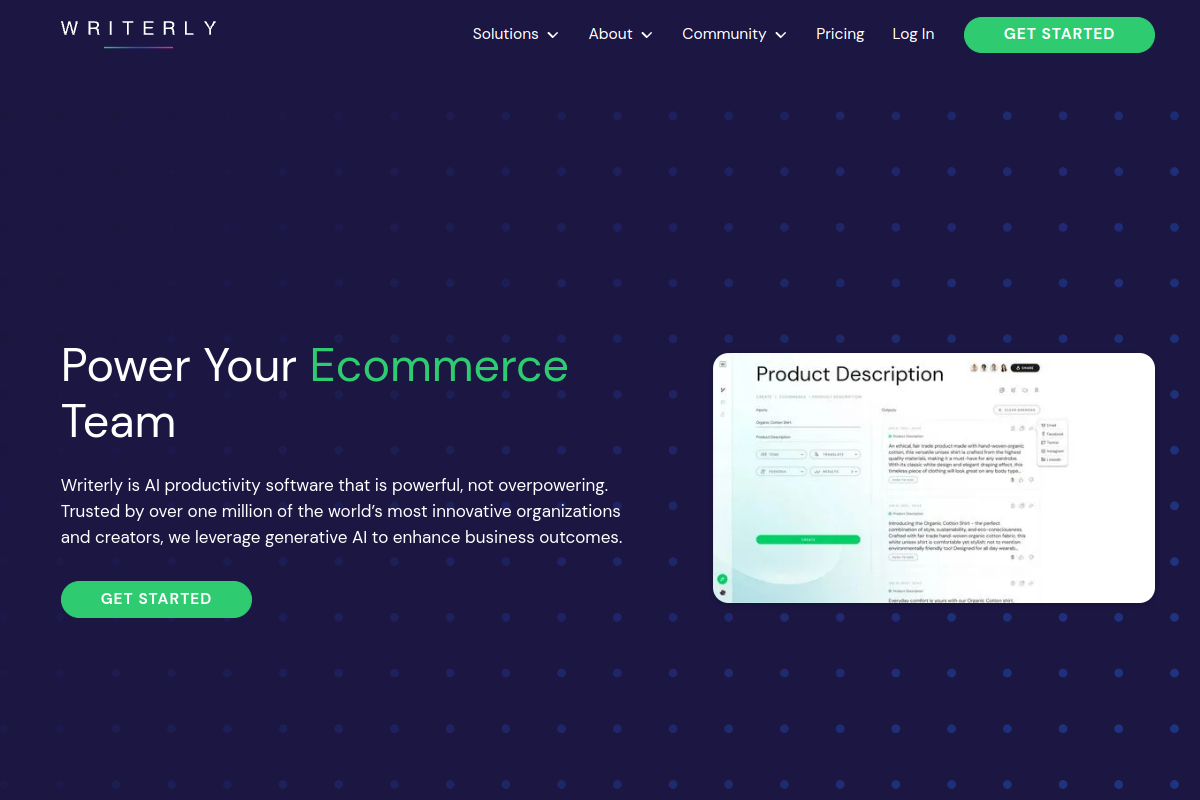 Screenshot of the Writerly AI website