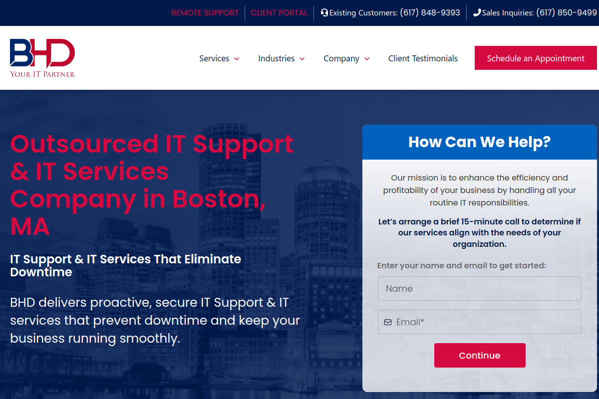 BostonHelpDesk homepage