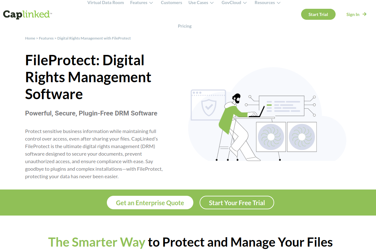CapLinked homepage screenshot for DRM software