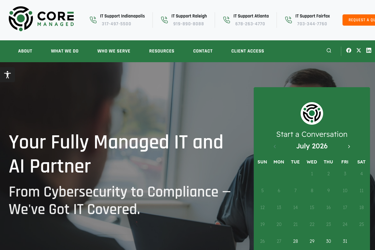 Core Managed homepage