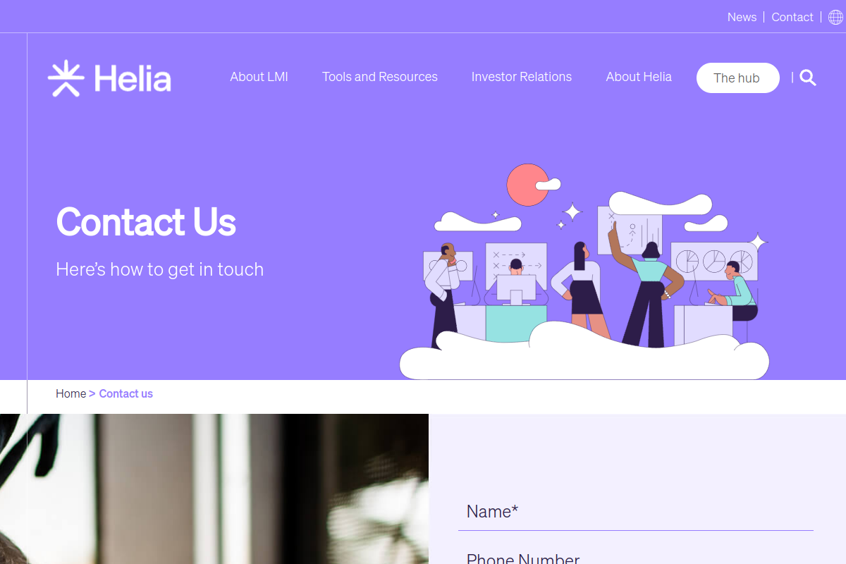 Screenshot of Contact us | Helia