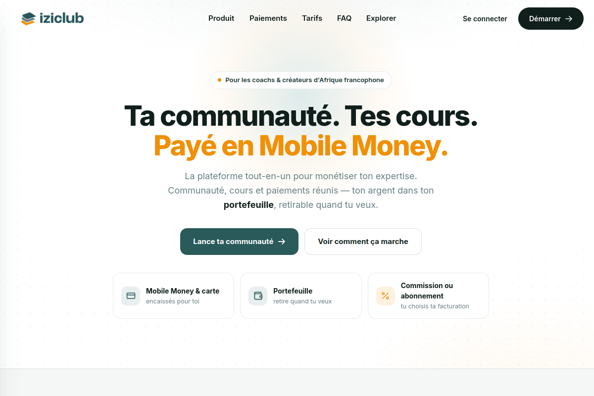 Capture du site iziclub