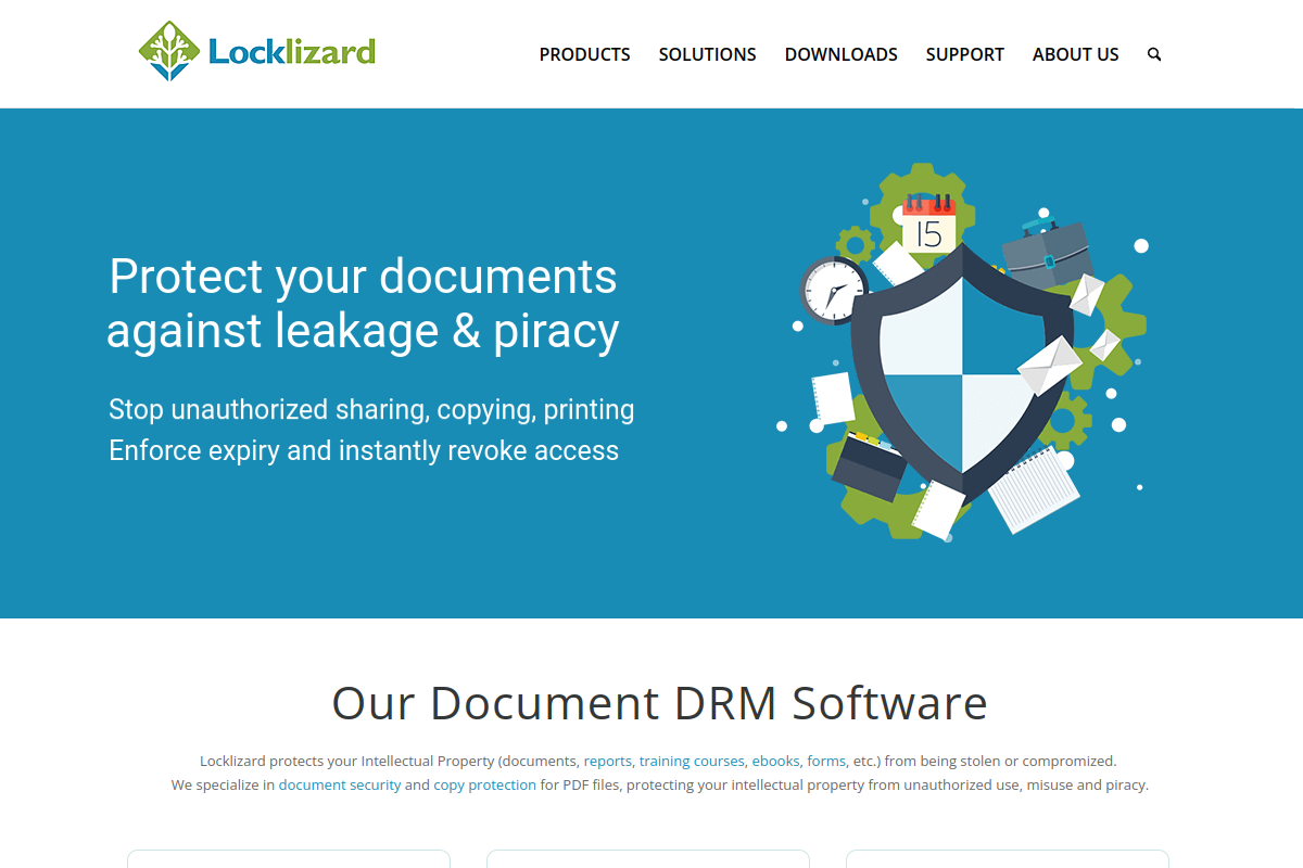 Locklizard Safeguard homepage screenshot for document security software
