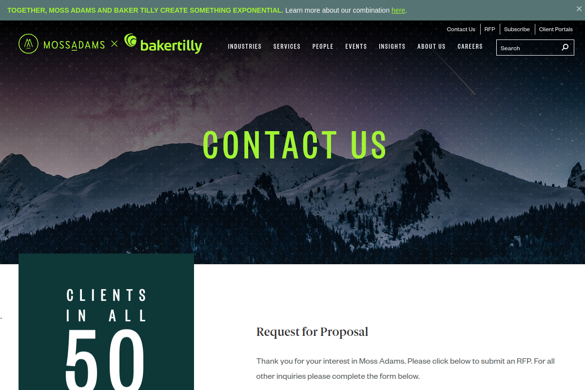 Screenshot of Contact Moss Adams LLP