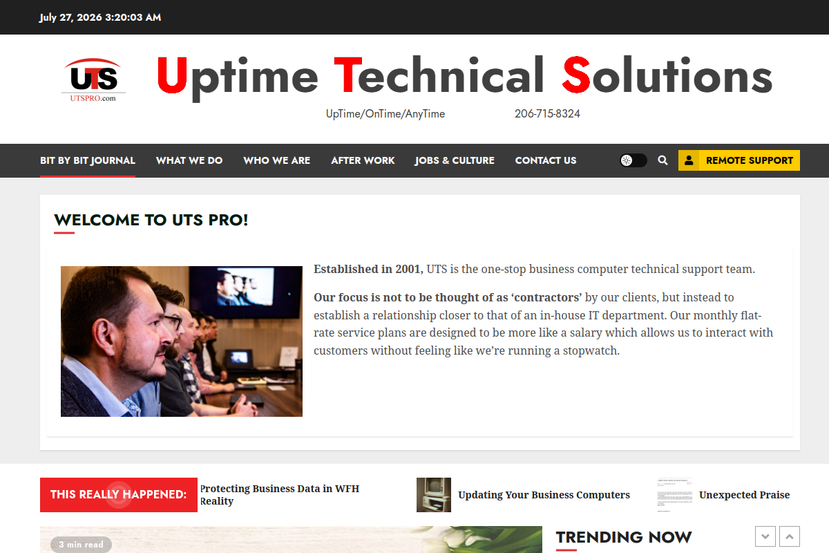 Uptime Technical Solutions homepage
