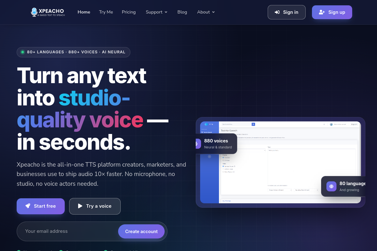 Screenshot of the Xpeacho website
