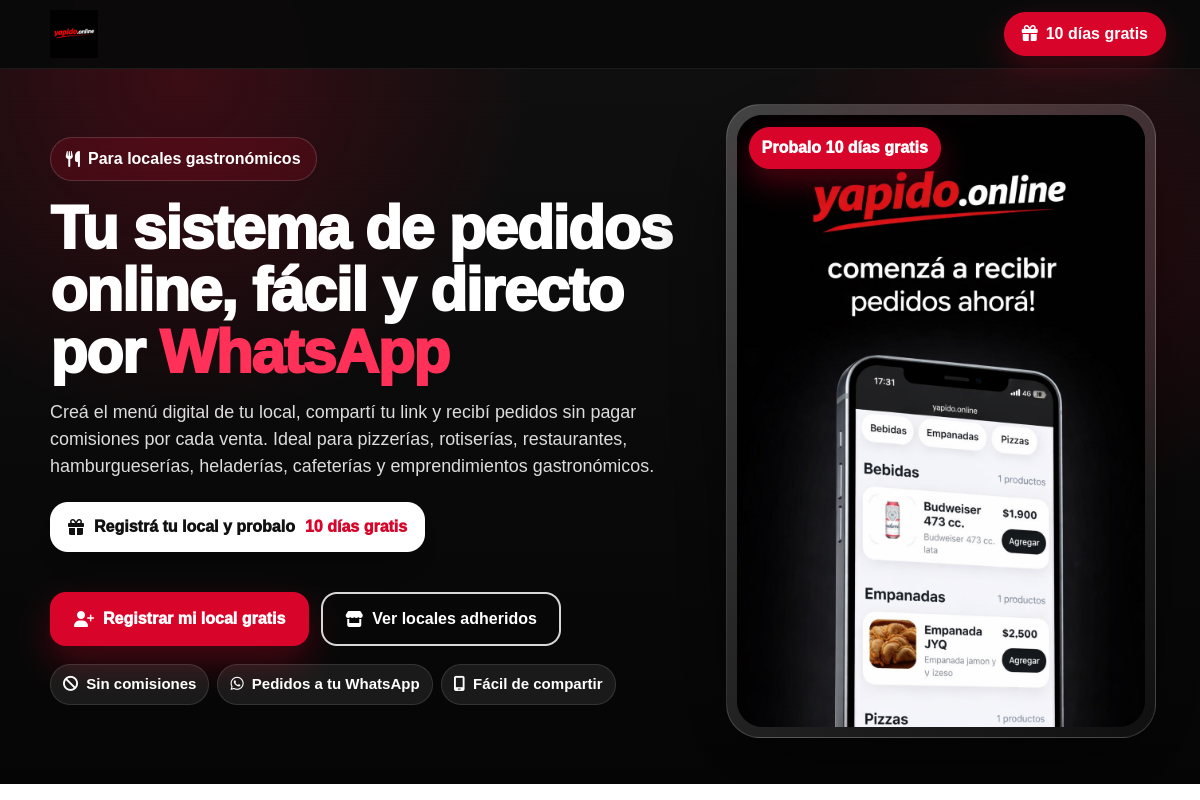 Captura del sitio YaPido Online