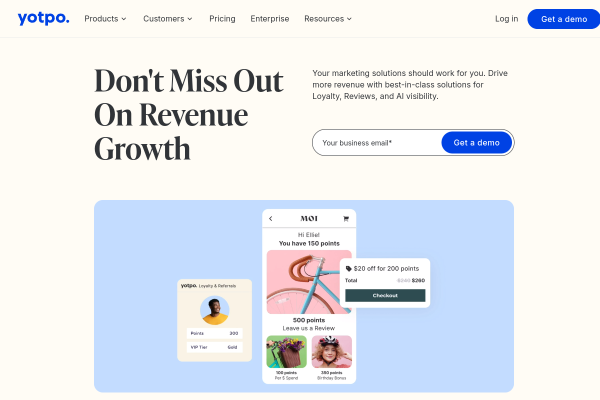 Screenshot of the Yotpo website