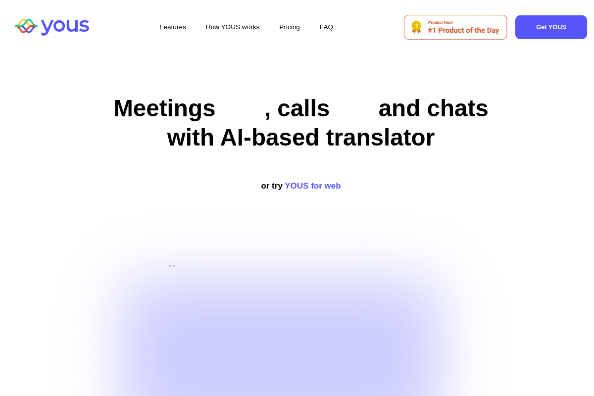 Screenshot of the YOUS website