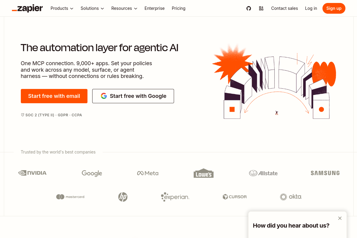 Screenshot of the Zapier website