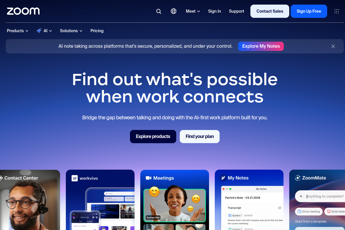 Screenshot of the Zoom IQ website