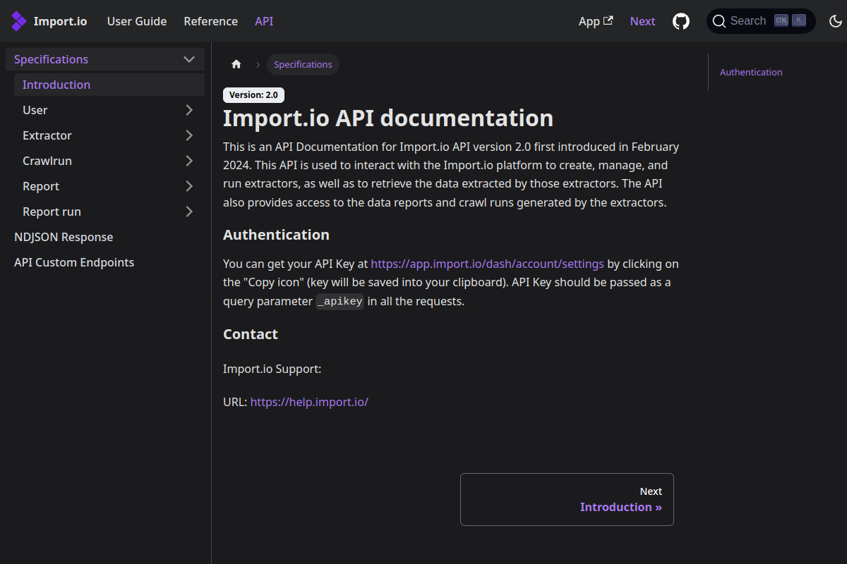 import.io preview
