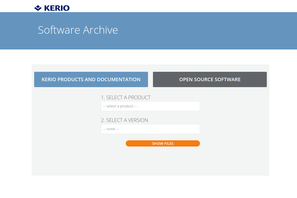 Screenshot of download.kerio.com