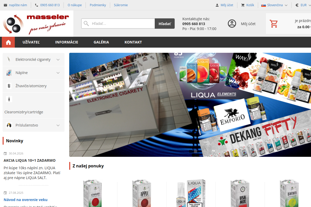 Náhľad e-shopu ELEKTRONICKá CIGARETA - ZDRAVé FAJčENIE