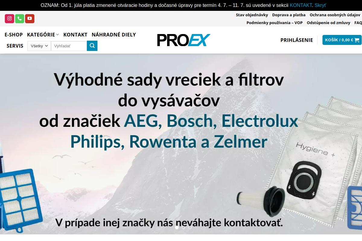 Náhľad e-shopu Proex E-Shop