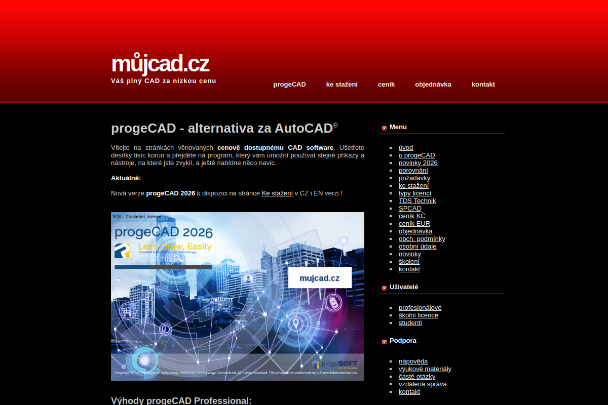 Náhľad e-shopu progeCAD - náhrada za AutoCAD