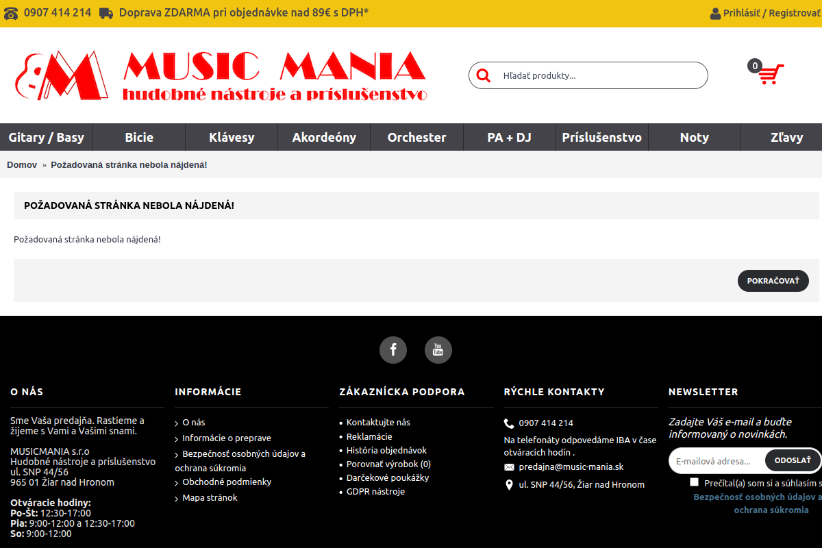 Náhľad e-shopu Music-Mania.sk