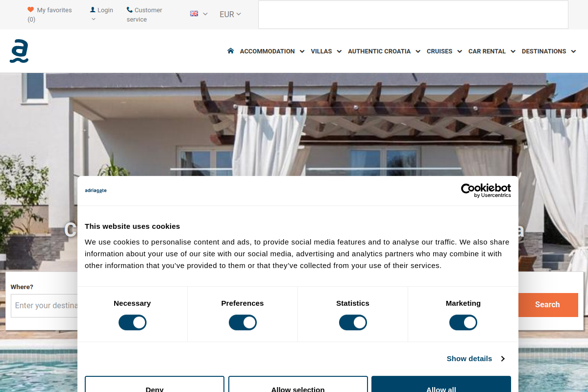 Náhľad e-shopu ADRIAGATE - UBYTOVANIE V CHORVáTSKU