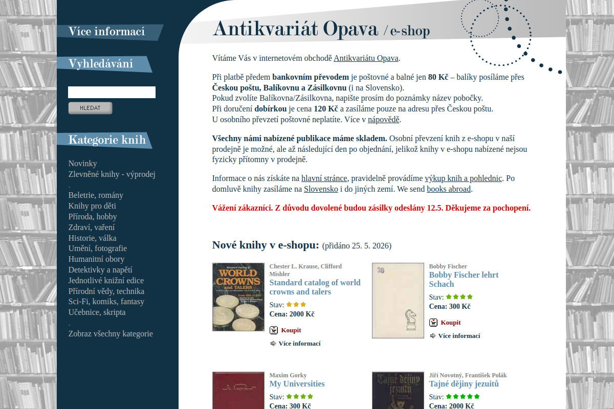 Náhľad e-shopu ANTIKVARIáT OPAVA