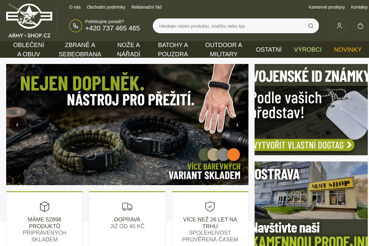 Náhľad e-shopu WWW.ARMY-SHOP.CZ