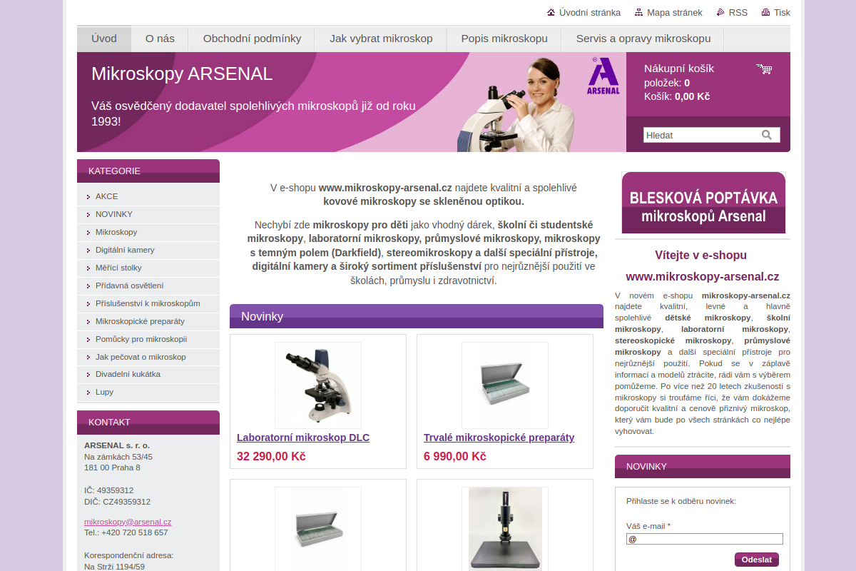 Náhľad e-shopu Tradiční dodavatel kvalitních mikroskopů - Arsenal