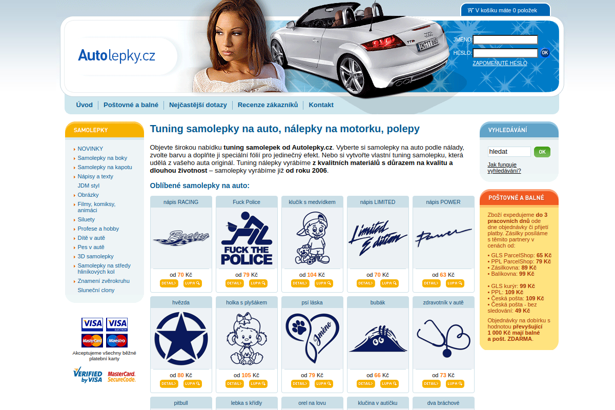 Náhľad e-shopu Autolepky.cz
