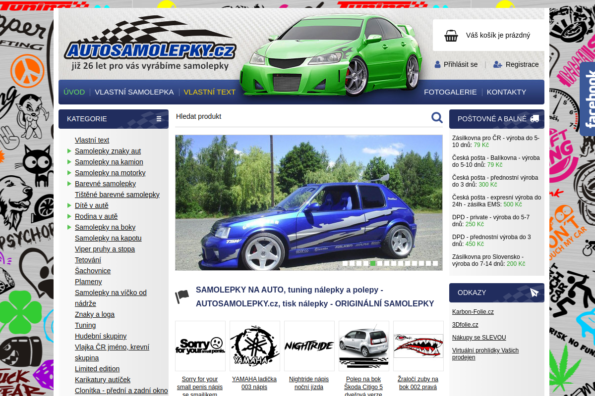 Náhľad e-shopu Autosamolepky.cz - Tuning
