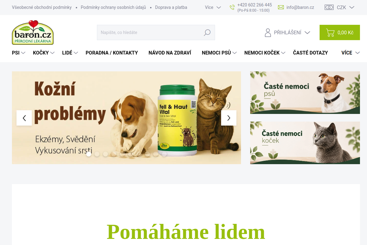 Náhľad e-shopu Chovateľské potreby - Baron.cz