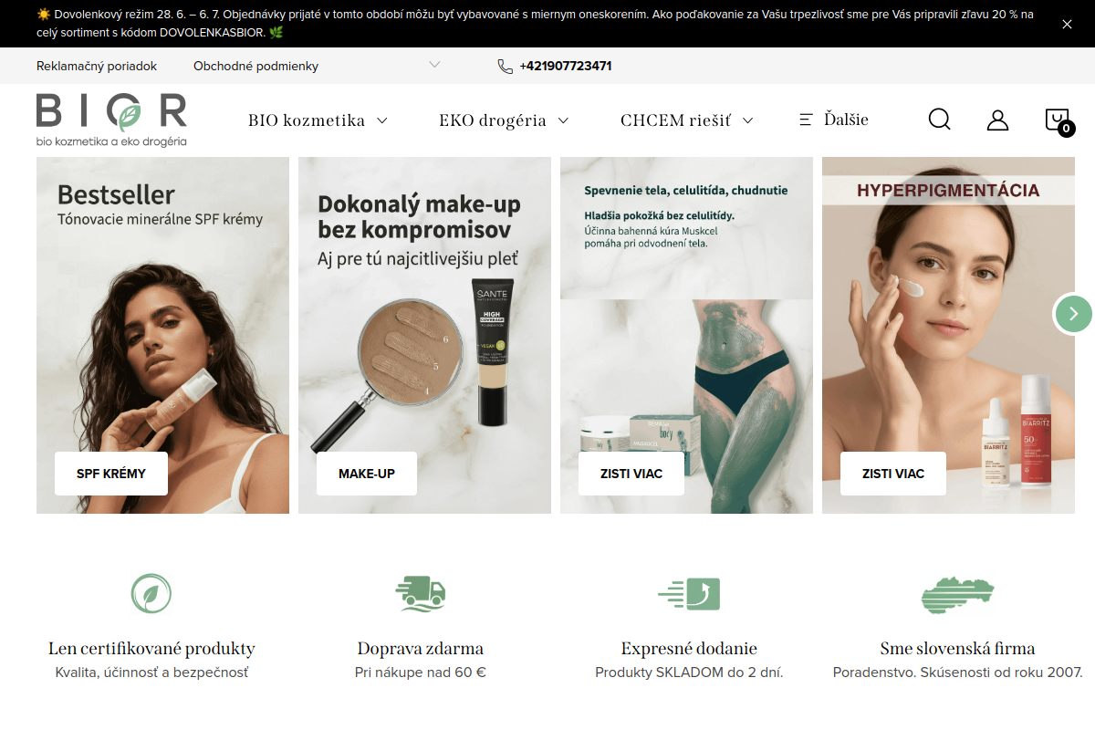 Náhľad e-shopu Biokozmetika Logona a Sante