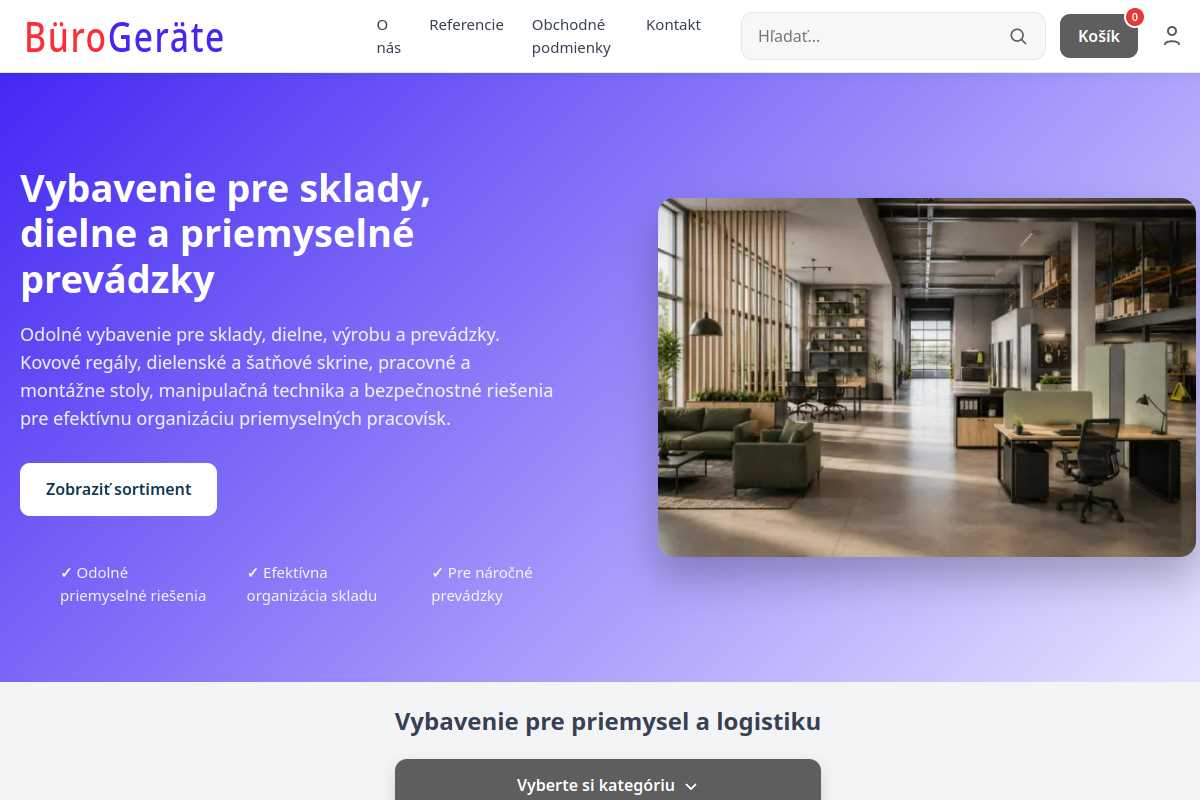 Náhľad e-shopu Bürogeräte - zariadenie do kancelárie, skladu, die