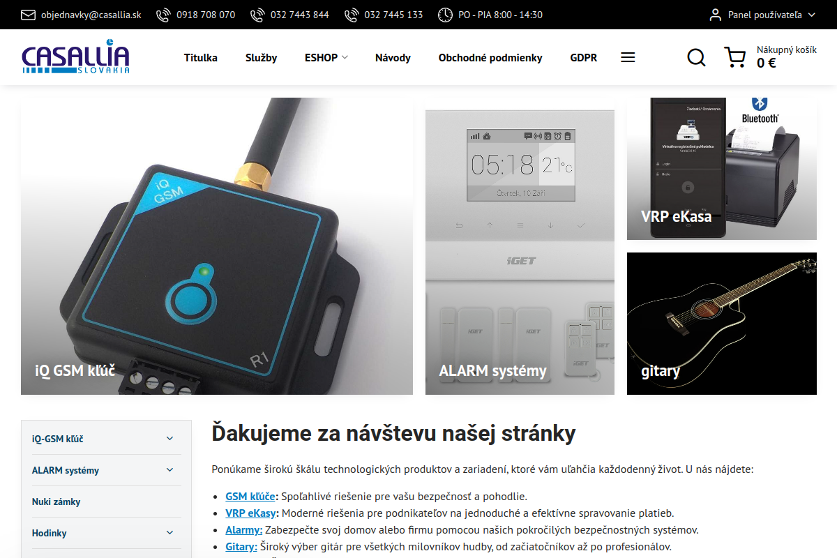 Náhľad e-shopu KLáVESY A PIáNA CASIO, YAMAHA