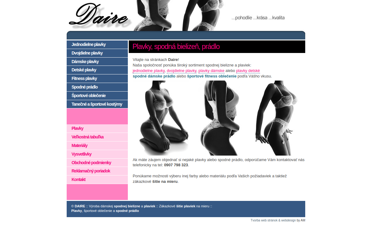 Náhľad e-shopu DAIRE - PLAVKY, SPODNé PRáDLO