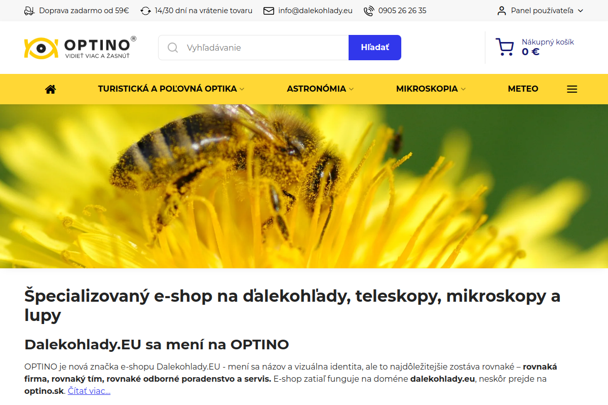 Náhľad e-shopu ĎALEKOHľADY, TELESKOPY MEADE