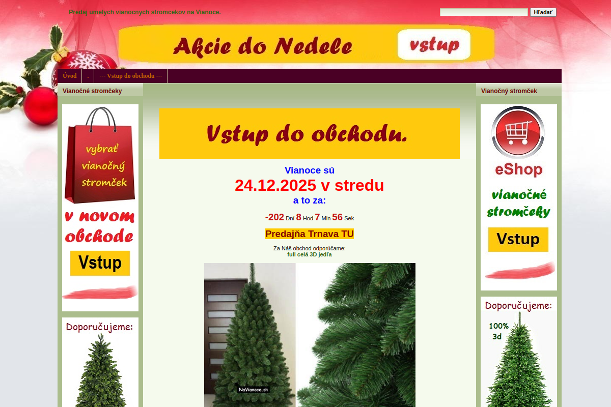 Náhľad e-shopu VIANOčNý STROMčEK-VIANOčNá DEKORáCIA.