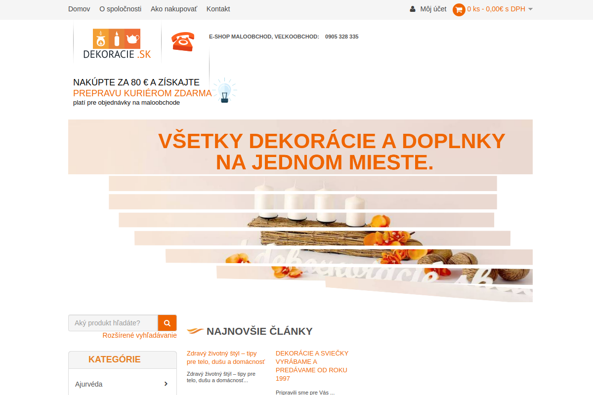 Náhľad e-shopu Dekoracie.sk