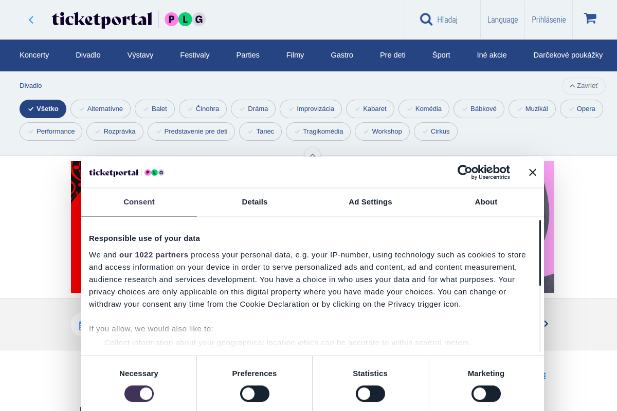 Náhľad e-shopu dodivadla.sk - program divadiel