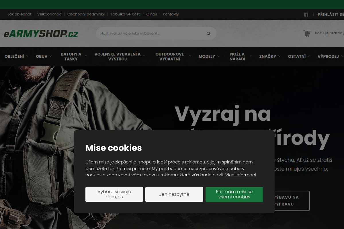 Náhľad e-shopu ARMY SHOP - EXCALIBU