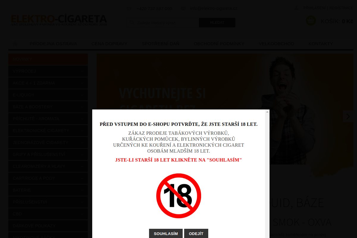 Náhľad e-shopu ELEKTRONICKá CIGARETA