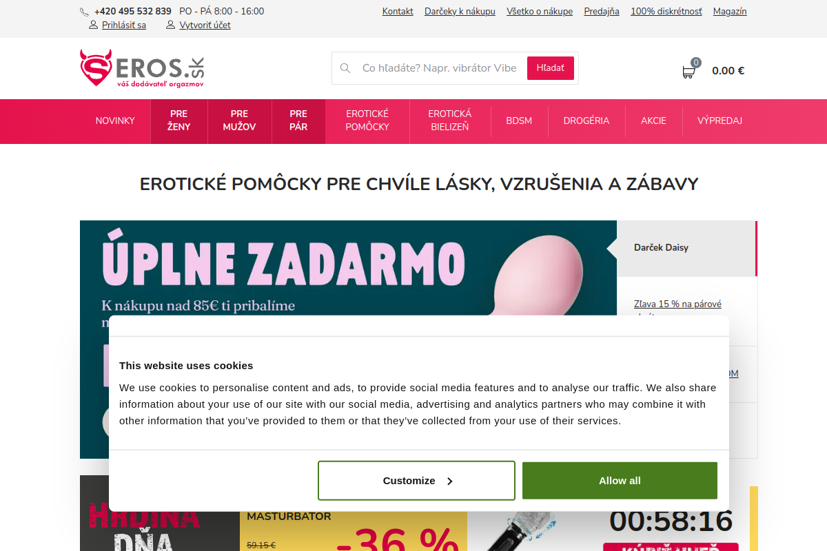 Náhľad e-shopu SEXSHOP EROS.SK - EROTICKé POMôCKY