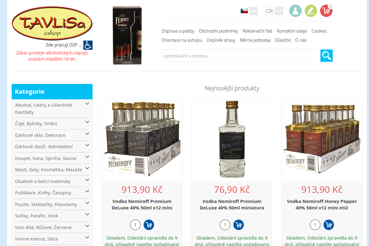 Náhľad e-shopu ESHOP TAVLISA - OBCHOD PLNý VůNí