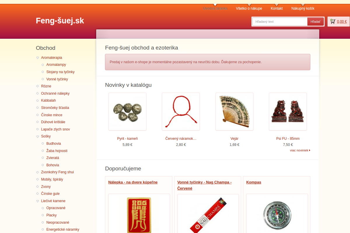 Náhľad e-shopu Feng-šuej.sk