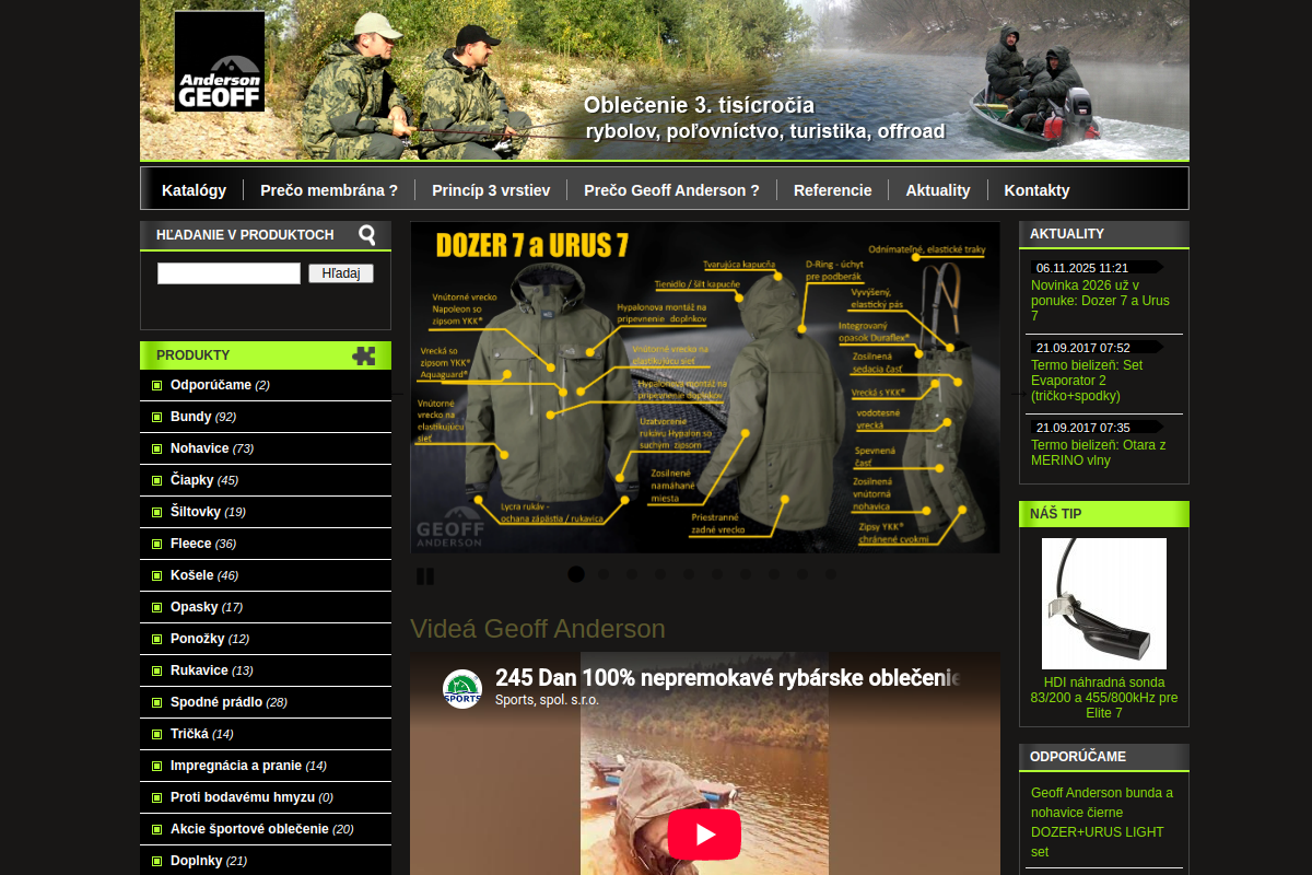 Náhľad e-shopu Geoff Anderson - športové oblečenie