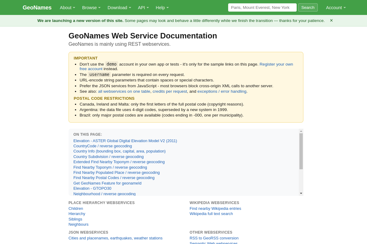 GeoNames preview