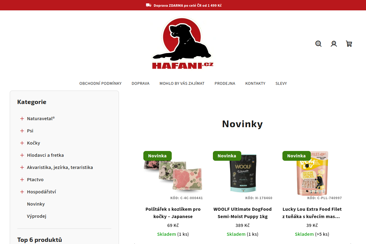 Náhľad e-shopu HAFANI.CZ - CHOVATELSKé POTřEBY