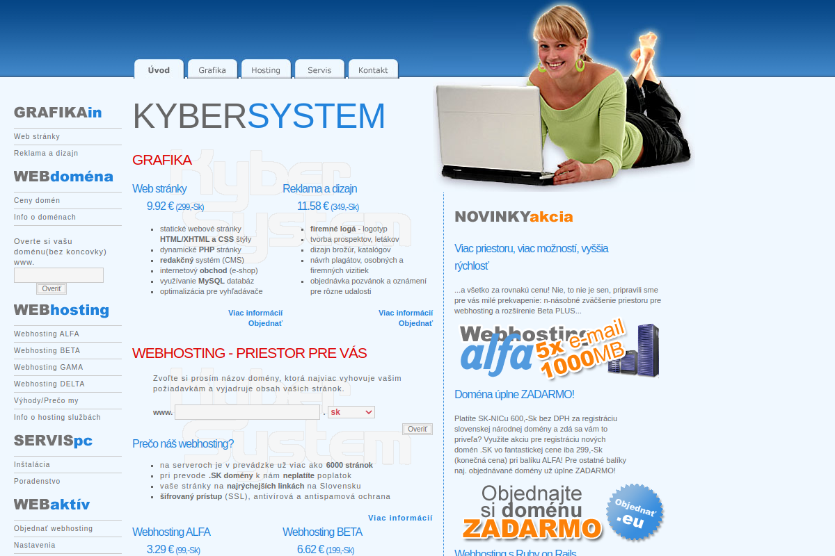 Náhľad e-shopu WEBHOSTING KYBER SYSTEM