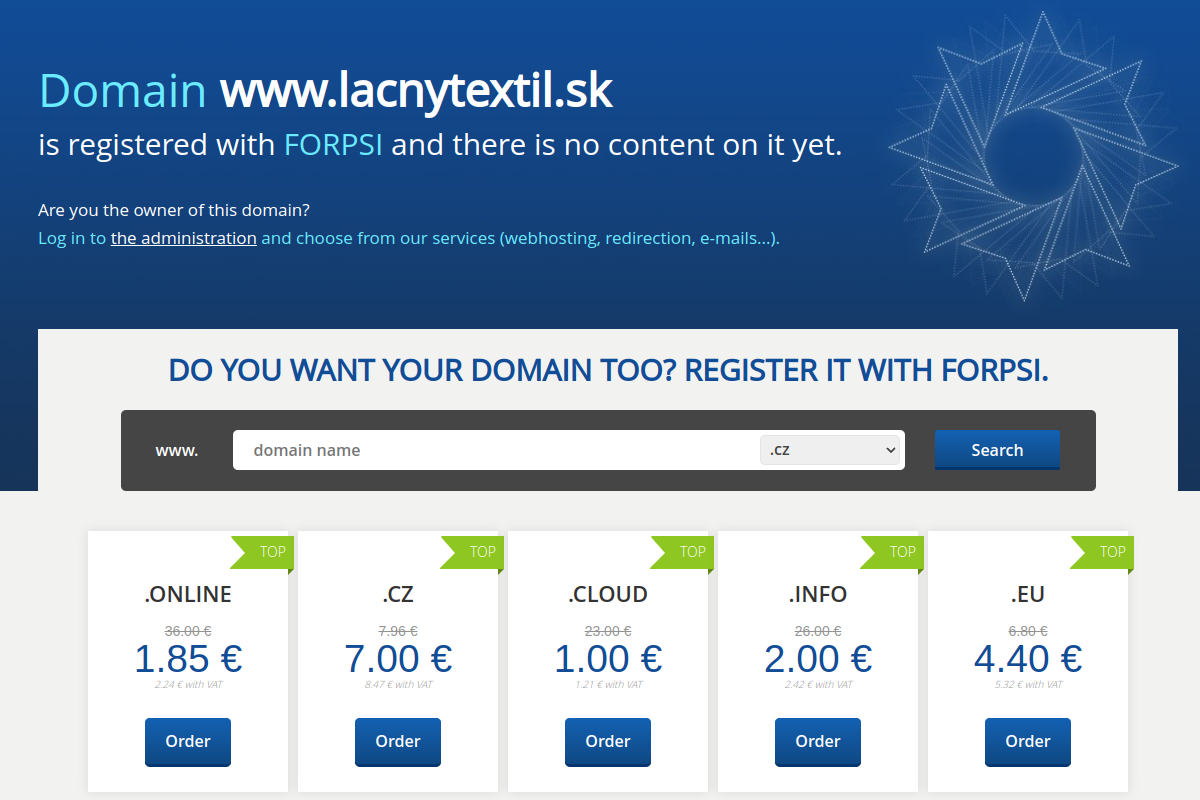 Náhľad e-shopu Lacný textil – Outlet, Bazár 