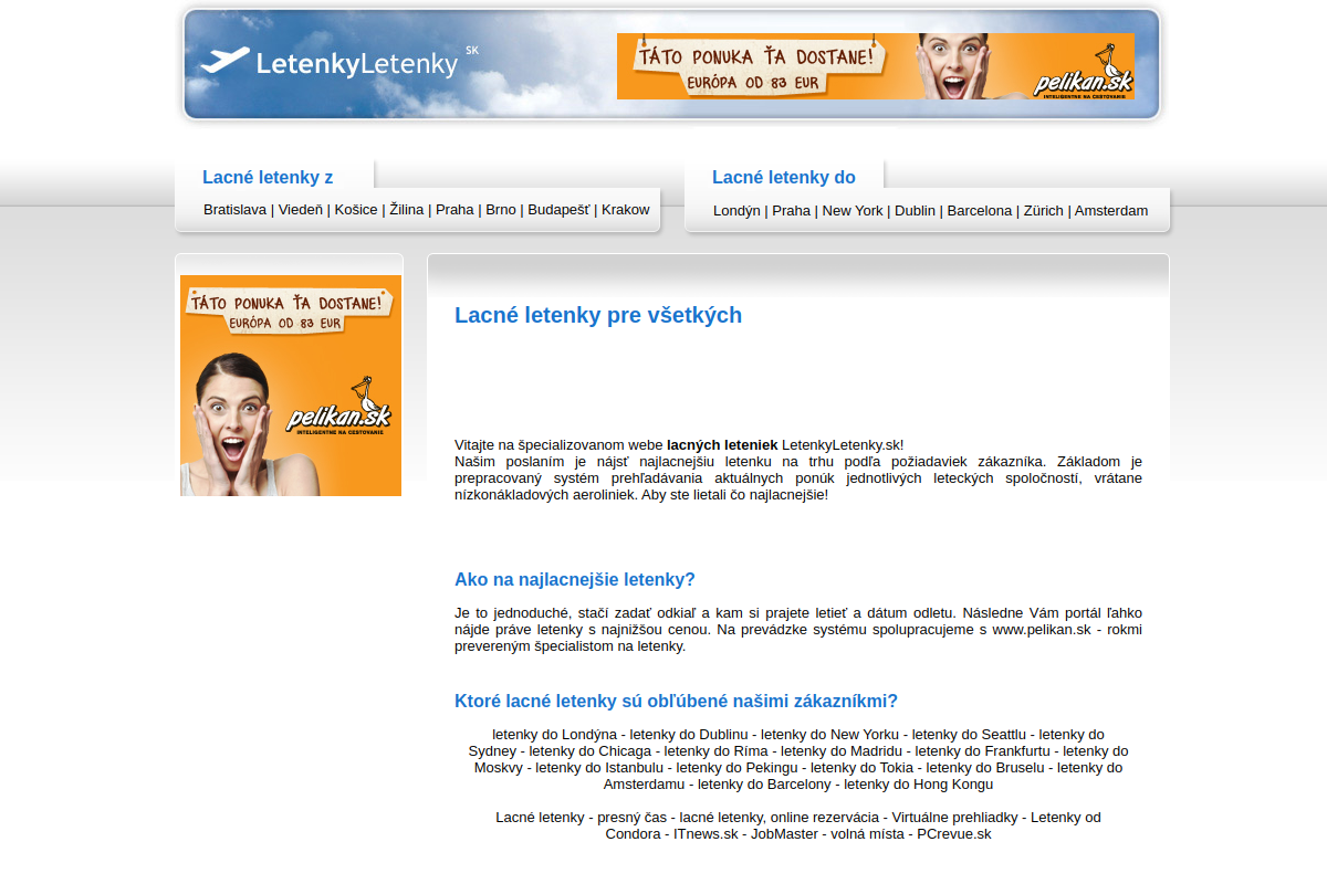 Náhľad e-shopu Letenky