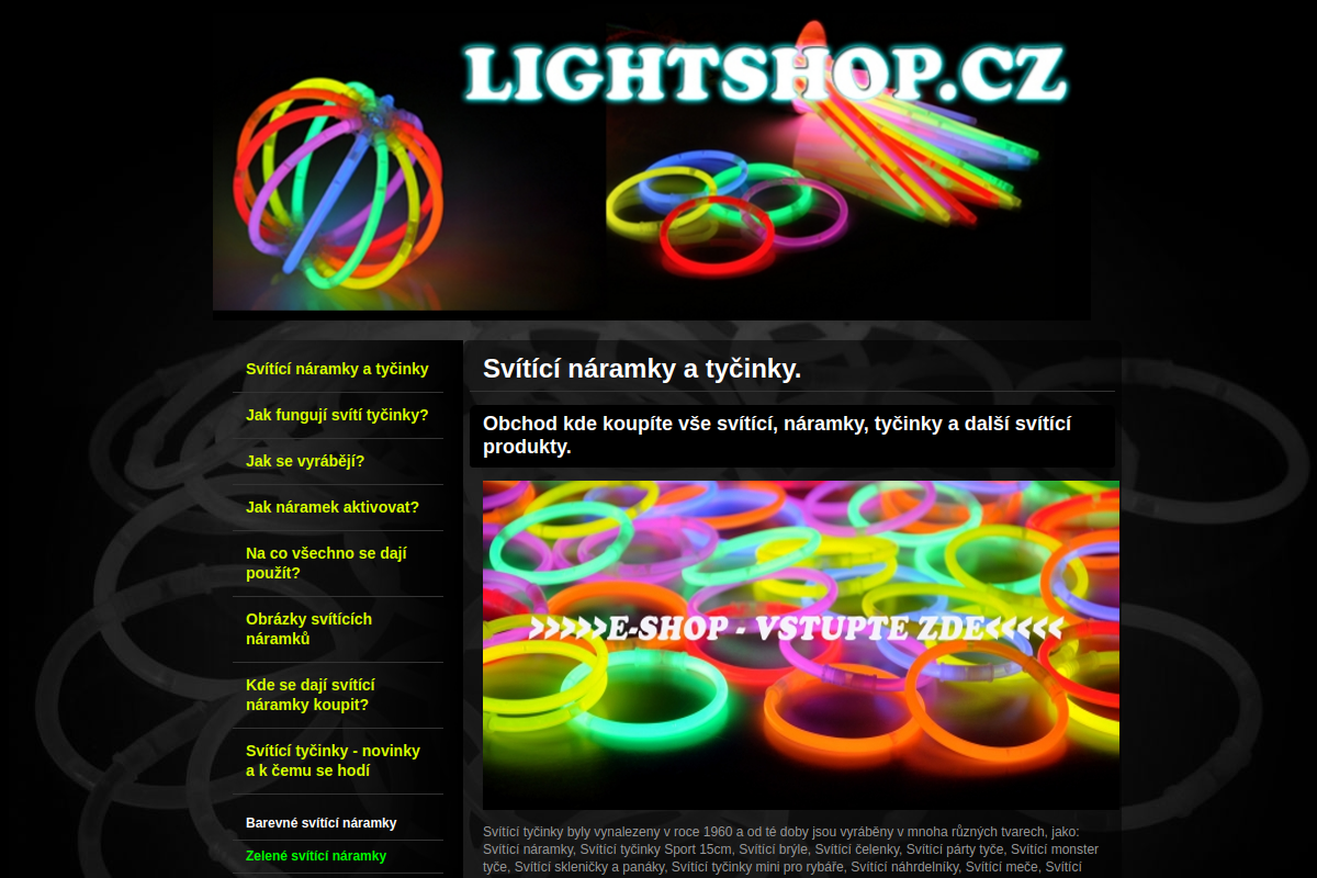 Náhľad e-shopu LIGHTSHOP.CZ - SVíTíCí TYčINKY