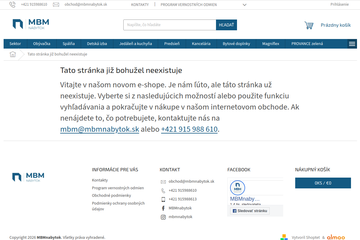 Náhľad e-shopu M.B.M. NÁBYTOK s.r.o.