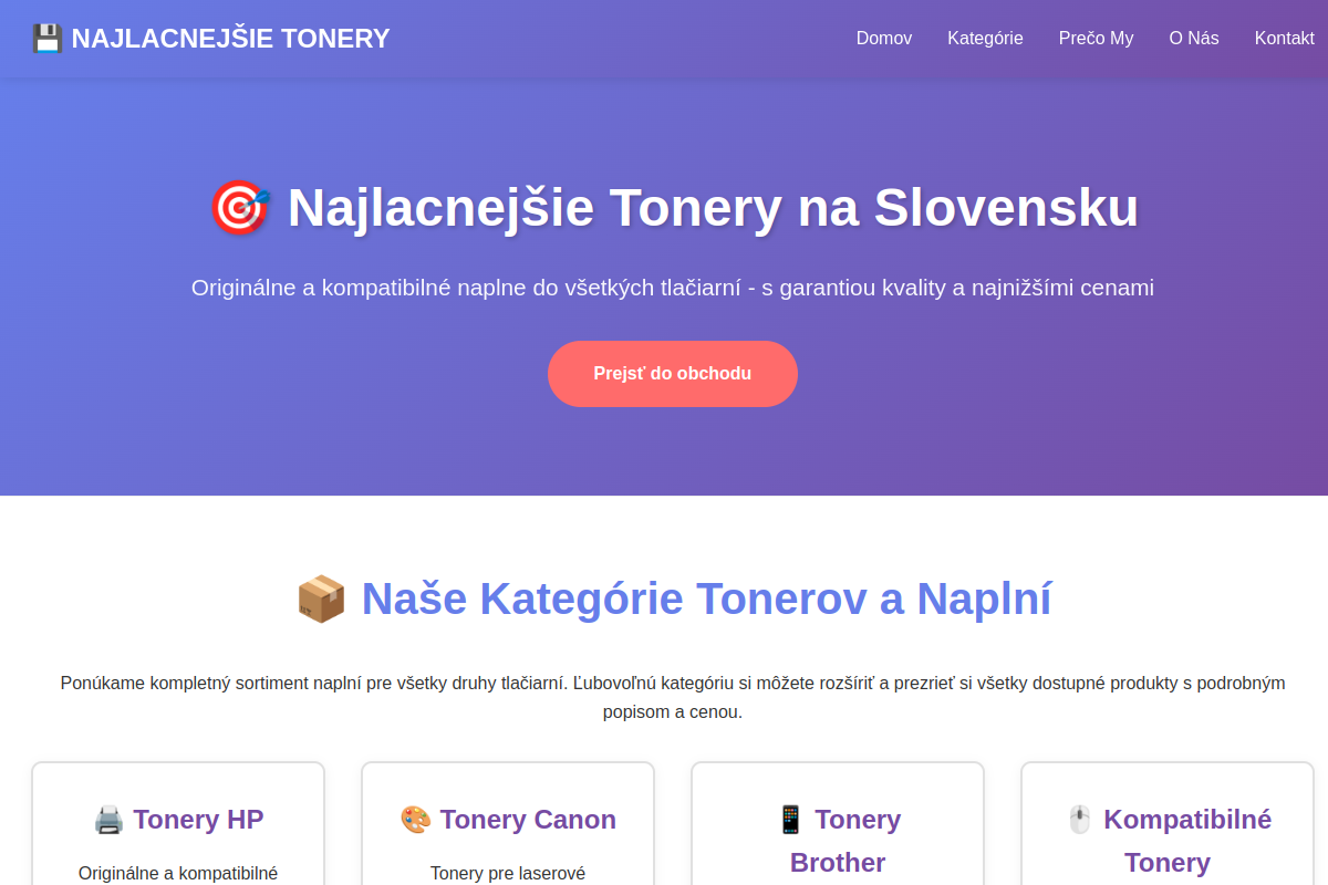 Náhľad e-shopu WWW.NAJLACNEJSIETONERY.SK